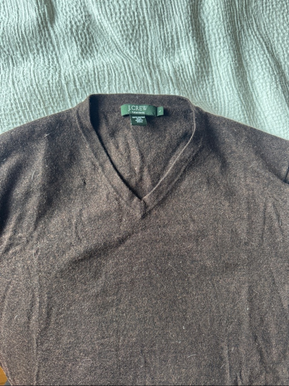 J. Crew Men's Chocolate Brown V-Neck Sweater